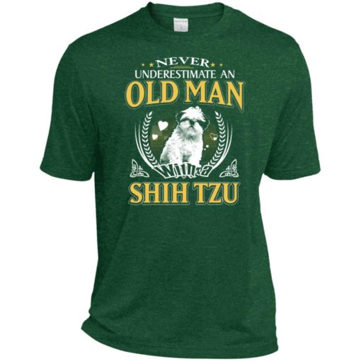 Never underestimate an old man with shih tzu sport t-shirt