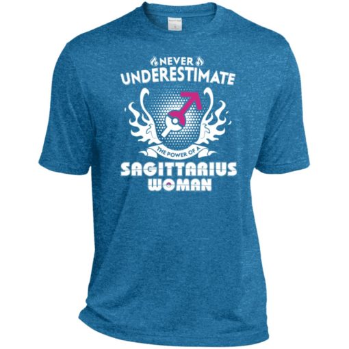 Never underestimate the power of sagittarius woman sport t-shirt
