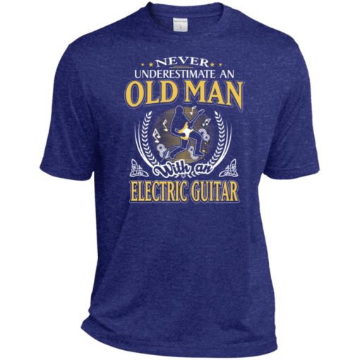 Never underestimate an old man with electric guitar sport t-shirt