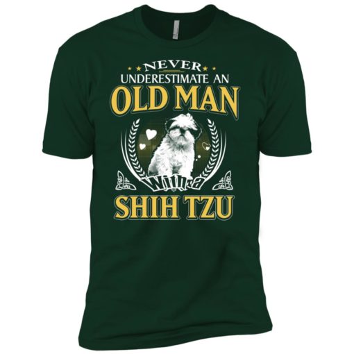 Never underestimate an old man with shih tzu premium t-shirt