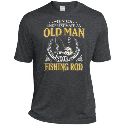 Never underestimate an old man with fishing rod sport t-shirt