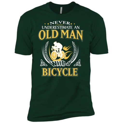 Never underestimate an old man with bicycle premium t-shirt