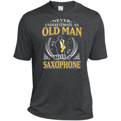 Never underestimate an old man with saxophone sport t-shirt