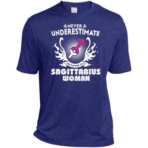 Never underestimate the power of sagittarius woman sport t-shirt
