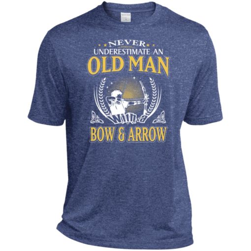 Never underestimate an old man with bow & arrow sport t-shirt
