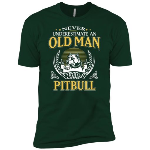Never underestimate an old man with pitbull premium t-shirt
