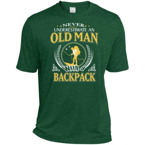 Never underestimate an old man with backpack sport t-shirt
