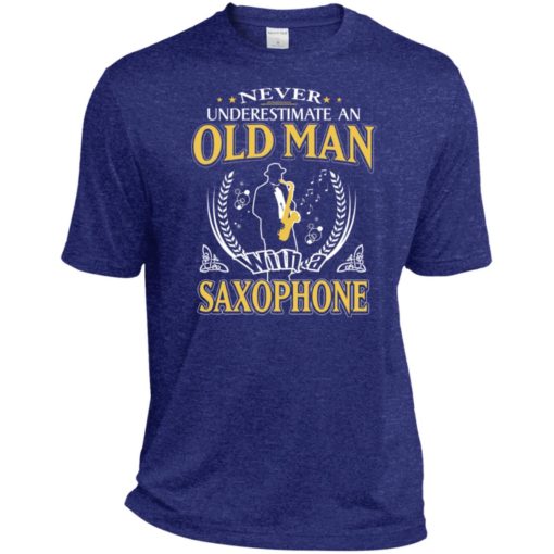 Never underestimate an old man with saxophone sport t-shirt