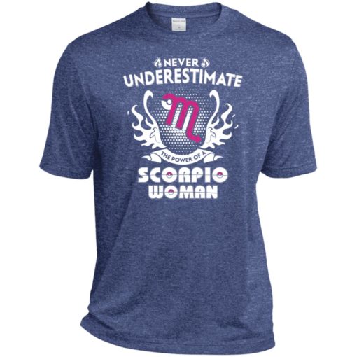 Never underestimate the power of scorpio woman sport t-shirt