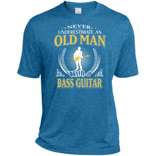 Never underestimate an old man with bass guitar sport t-shirt