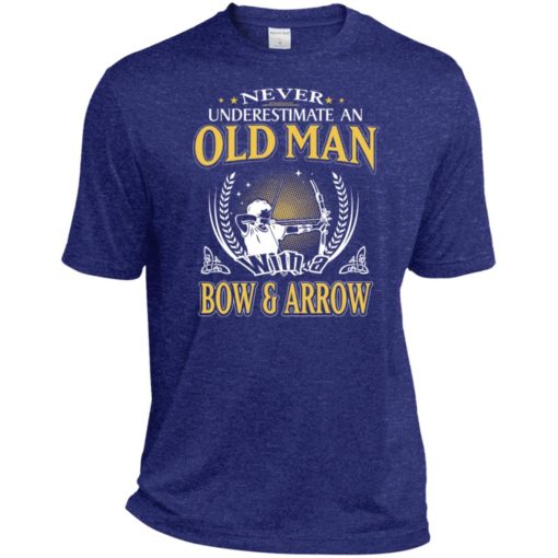 Never underestimate an old man with bow & arrow sport t-shirt