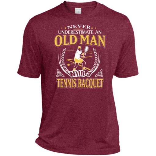 Never underestimate an old man with tennis racquet sport t-shirt