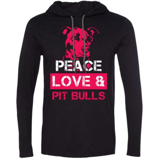 Dog lovers gift peace love and pit bulls long sleeve hoodie