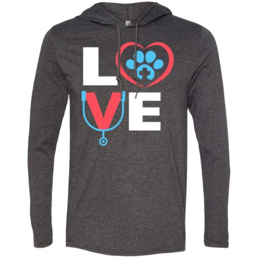 Veterinarian gift love dog pet lover best vet tech gift long sleeve hoodie