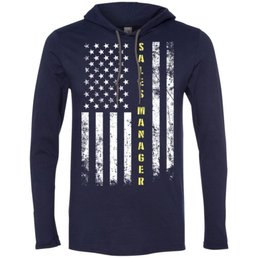 Proud sales manager miracle job title american flag long sleeve hoodie