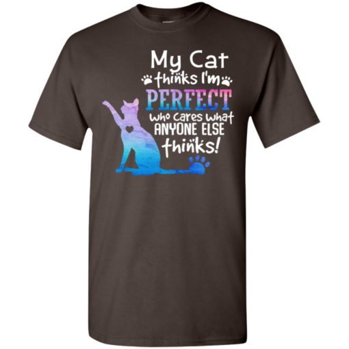My cat thinks im perfect who cares what anyone t-shirt