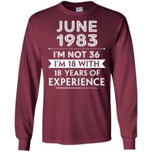 June 1983 im not 36 im 18 with 18 years of experience long sleeve