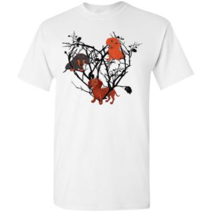 Dachshunds on heart tree creative art love dogs puppy t-shirt