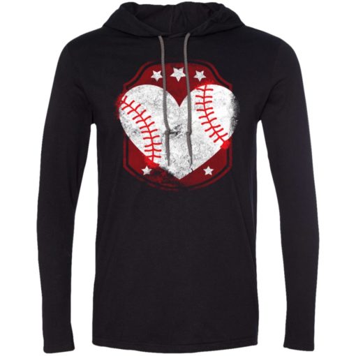 Baseball heart softball mom gift for baseball player lover long sleeve hoodie