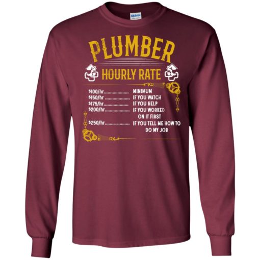 Plumber hourly rate price list with each kind long sleeve