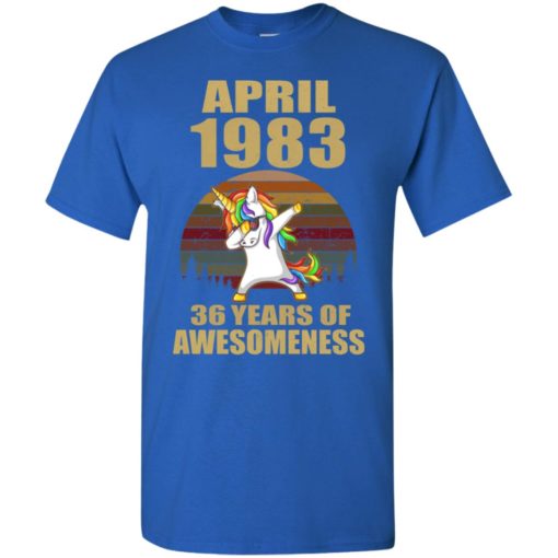 Dabbing unicorn april 1983 36 years of awesomeness vintage t-shirt