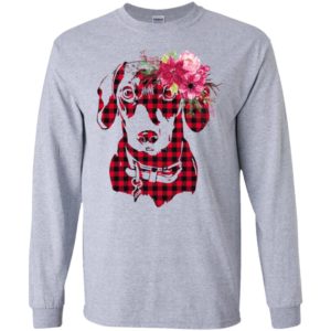 Dachshund potrait pattern and watercolor flower christmas long sleeve