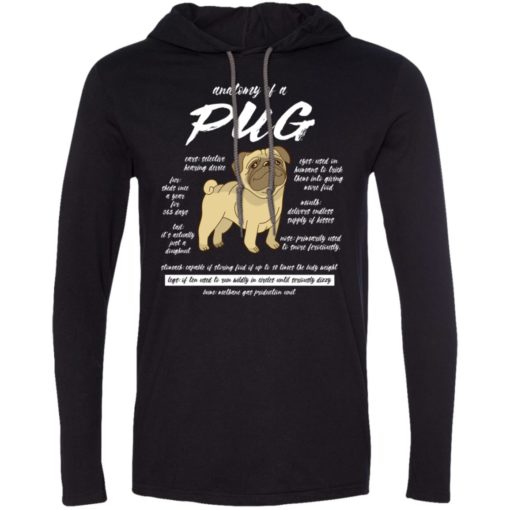 Dog lovers gift anatomy of a pug long sleeve hoodie