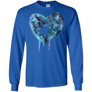 Watercolor heart blue paw mark dog lover puppy gift long sleeve
