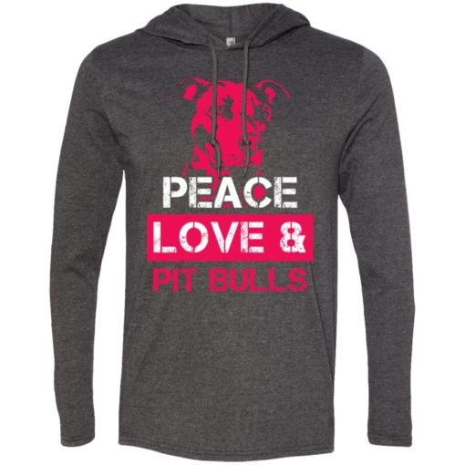 Dog lovers gift peace love and pit bulls long sleeve hoodie