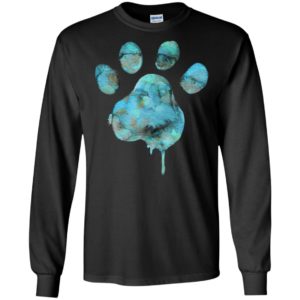 Watercolor blue paw art dog cat pet lover cool style long sleeve