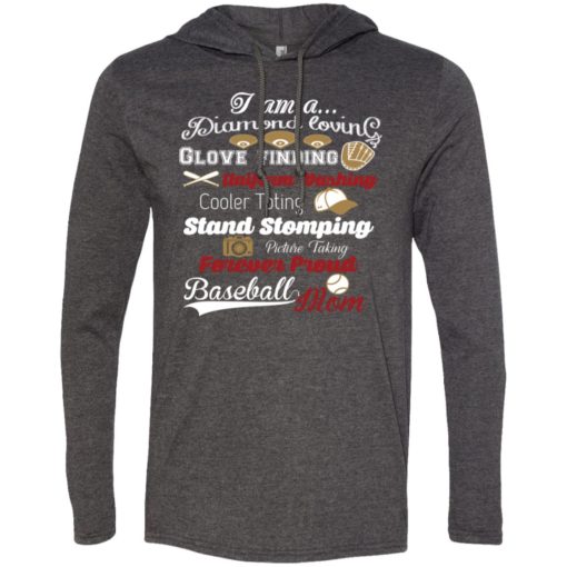 Baseball player lover gift i am proud baseball mom long sleeve hoodie