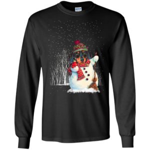 Dachshund in snowman snowy night noel hat dog lover christmas gift long sleeve