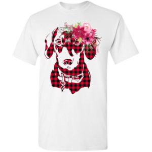 Dachshund potrait pattern and watercolor flower christmas t-shirt