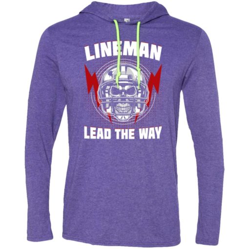 American football lineman shirts lineman lead the way long sleeve hoodie