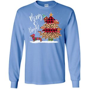 Best dachshund christmas tree merry and bright cute art dog lover long sleeve