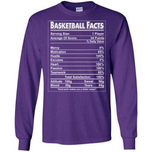 Basketball facts label funny define for players long sleeve