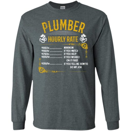 Plumber hourly rate price list with each kind long sleeve