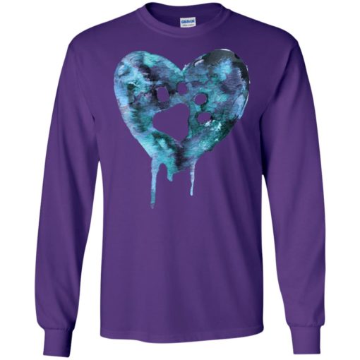 Watercolor heart blue paw mark dog lover puppy gift long sleeve
