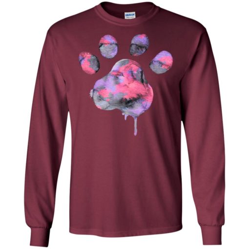 Watercolor purple paw art dog cat pet lover protect animals long sleeve