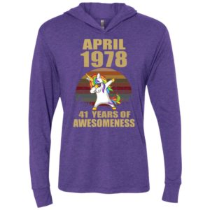 Dabbing unicorn april 1978 41 years of awesomeness vintage unisex hoodie