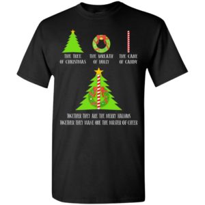 The tree of christmas the wreath of holly the cane of candy together t-shirt