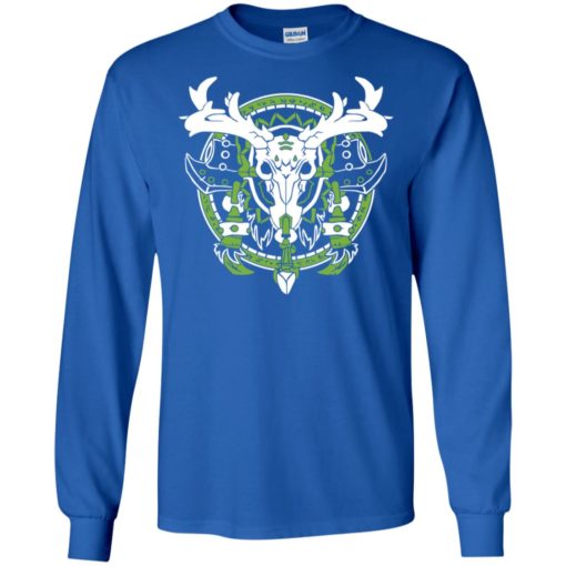 Skull horn deer graphic printed indian style hunting lover long sleeve