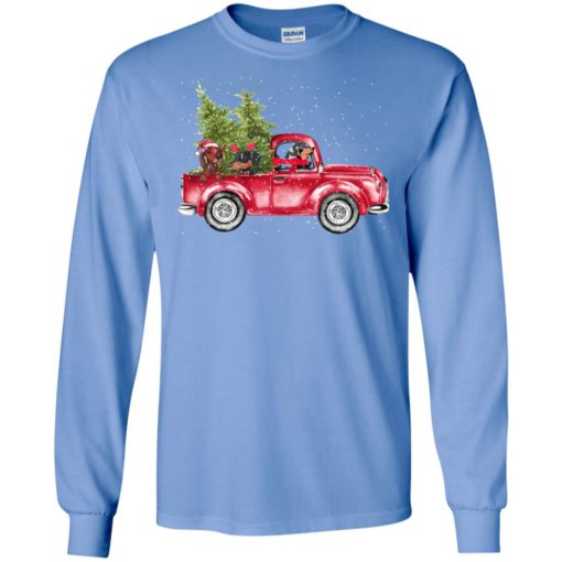 Dachshunds drive christmas car in snow vintage dog lover pets puppy long sleeve