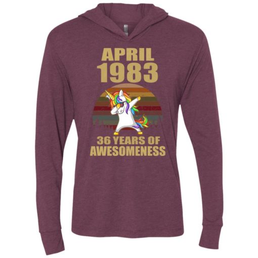 Dabbing unicorn april 1983 36 years of awesomeness vintage unisex hoodie