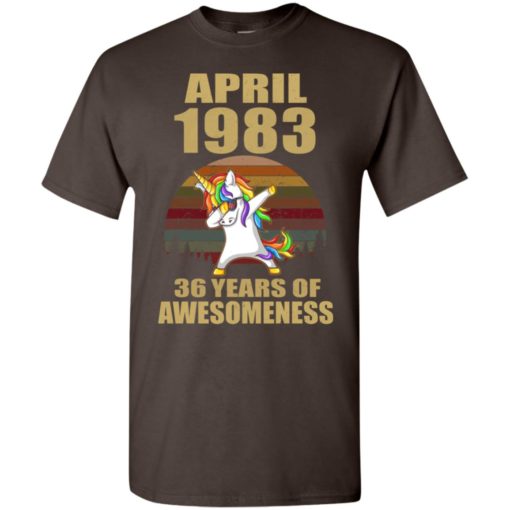 Dabbing unicorn april 1983 36 years of awesomeness vintage t-shirt