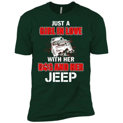 Just a girl in love with her dog and jeep premium t-shirt
