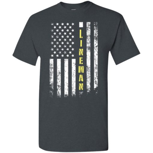 Proud lineman miracle job title american flag t-shirt