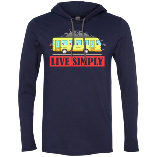 Live simply gift vintage 60s cool vw van long sleeve hoodie