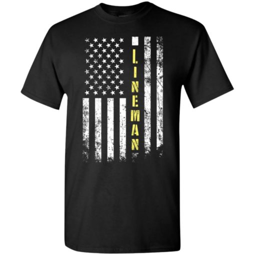 Proud lineman miracle job title american flag t-shirt