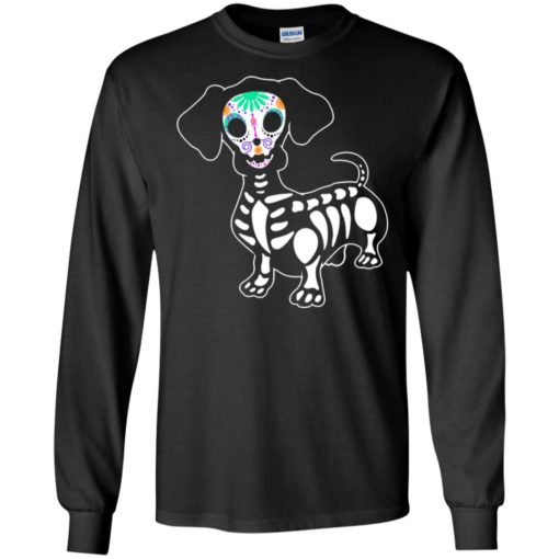 Dachshund skeleton holo skull style dog lover long sleeve
